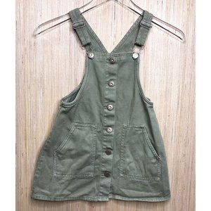 Zara Girls Olive Green Denim Overall Jumper Youth Size 6